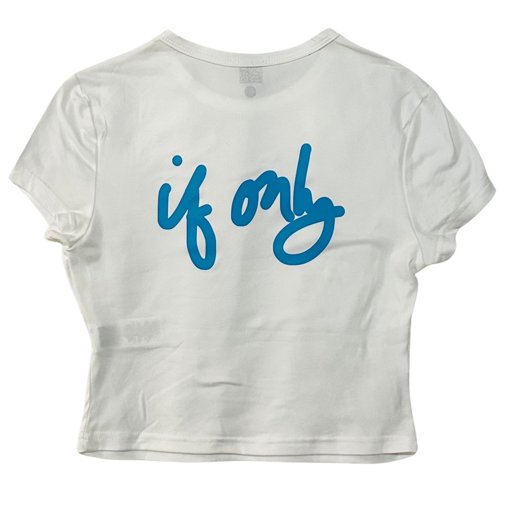 IF ONLY LIMITED EDITION x Blue Elephant Patch White Crew Neck Crop Top Shirt